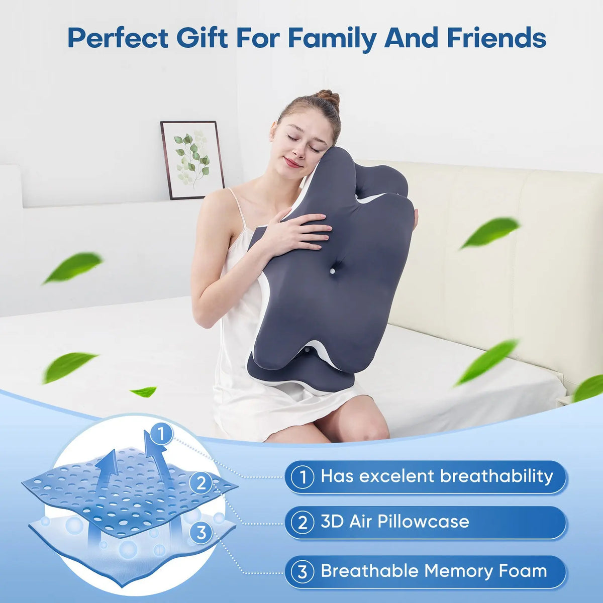 【Black Friday】Dual-Sided Ergonomic Contour Pillow with Cooling Cover, Zoned Support Design, Wide Arm-Support Wings, Suitable for Side, Stomach and Back Sleepers #GLOBAL PICKS