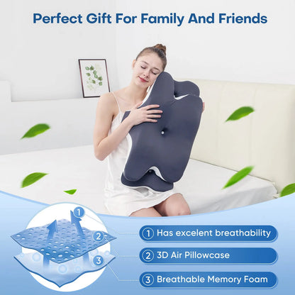 【Black Friday】Dual-Sided Ergonomic Contour Pillow with Cooling Cover, Zoned Support Design, Wide Arm-Support Wings, Suitable for Side, Stomach and Back Sleepers #GLOBAL PICKS