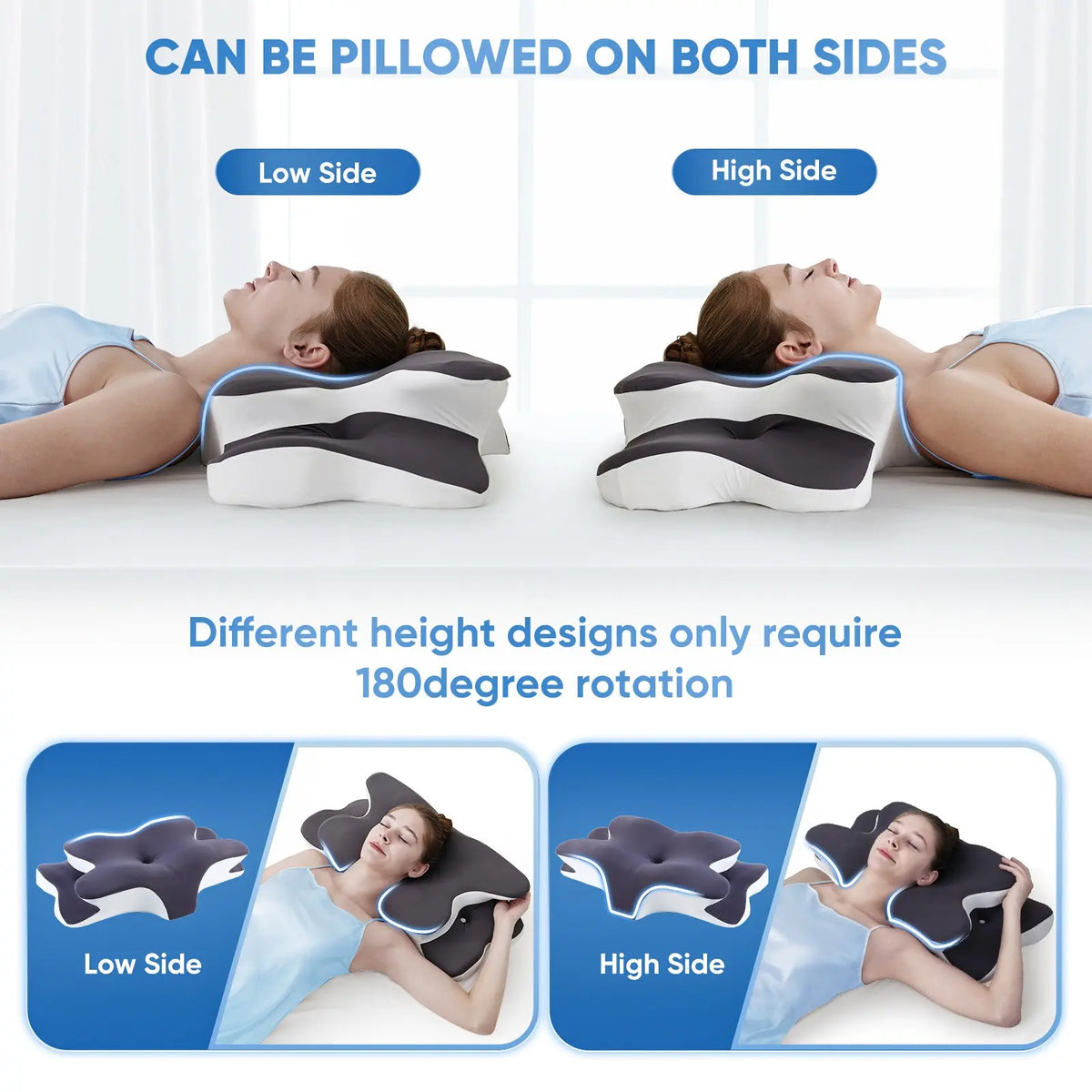 【Black Friday】Dual-Sided Ergonomic Contour Pillow with Cooling Cover, Zoned Support Design, Wide Arm-Support Wings, Suitable for Side, Stomach and Back Sleepers #GLOBAL PICKS