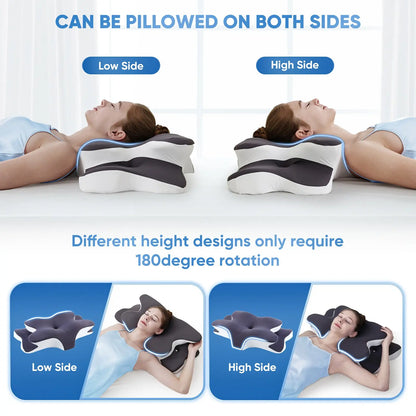 【Black Friday】Dual-Sided Ergonomic Contour Pillow with Cooling Cover, Zoned Support Design, Wide Arm-Support Wings, Suitable for Side, Stomach and Back Sleepers #GLOBAL PICKS